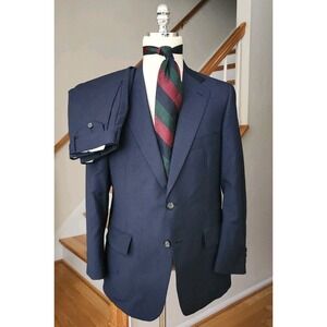 Vtg Alexander Julian Suit Men Navy Stripe 100% Wool Sz~42 Pants 34X28.5
